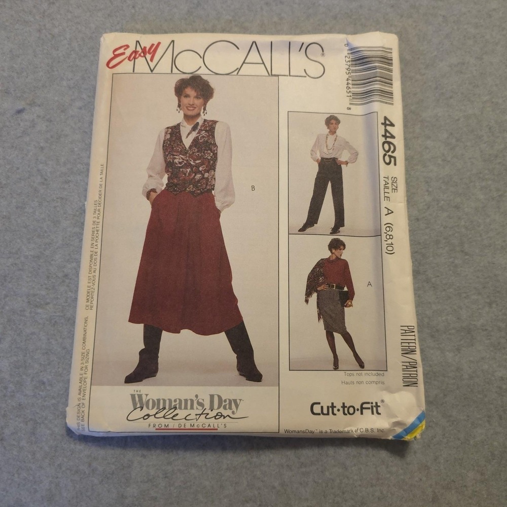 UNCUT McCall's‎ 4465 Skirt Pants Vest Pattern 6-10 Woman's Day Collection